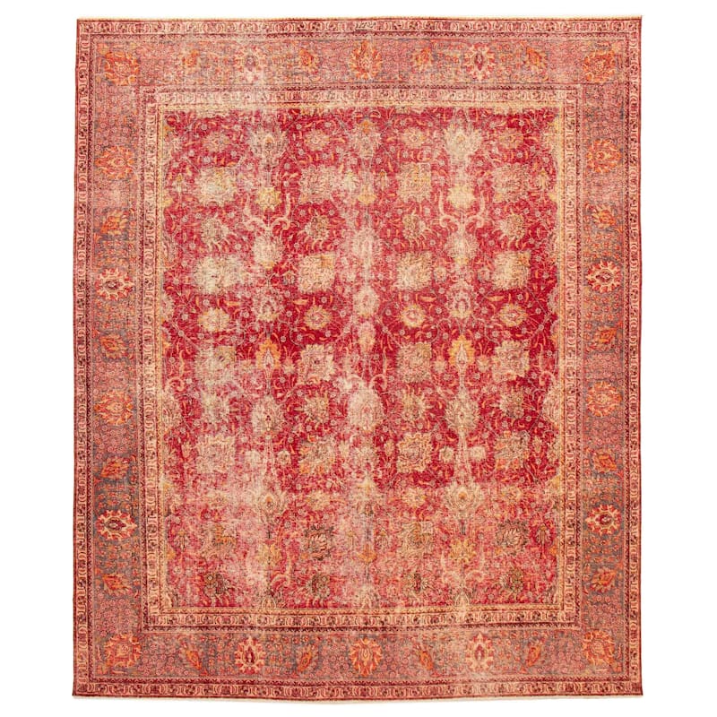 ECARPETGALLERY Hand-knotted Antalya Vintage Red Wool Rug - 9'4 x 11'0 - Red - 9'4 x 11'0