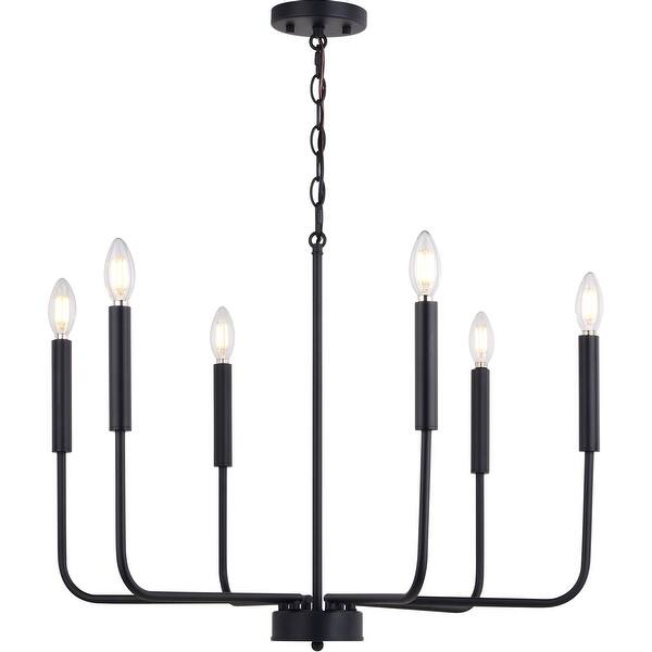 slide 2 of 11, Vaxcel Lighting H0297 6 Light 26" Wide Taper Candle Style Chandelier Black