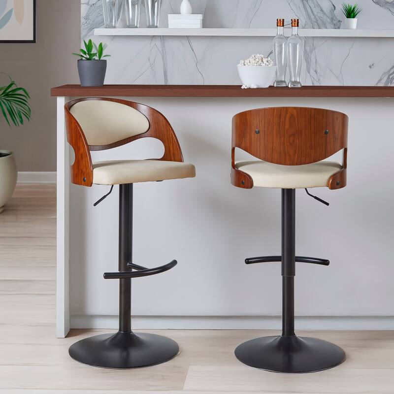 Carson Carrington Visby Adjustable Bar Stool with Rounded T Footrest (Set of 2)