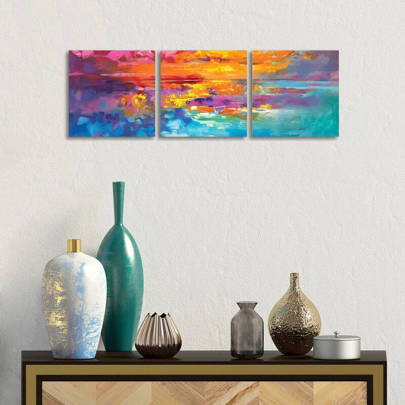 iCanvas "Spectrum Sunrise" by Scott Naismith 3-Piece Canvas Wall Art Set - 12x36x1.5
