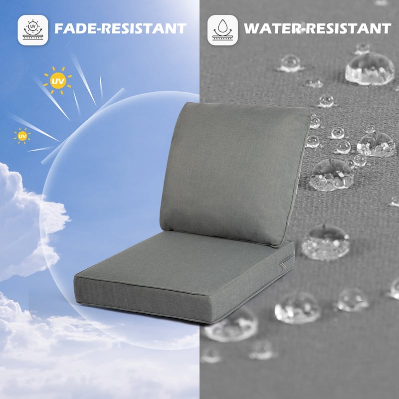 24 x 22 in. 2-Piece Deep Seating Outdoor Lounge Chair Cushions