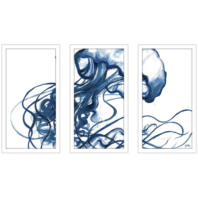 "Jellyfish In The Blues" 3 Piece Print on Acrylic