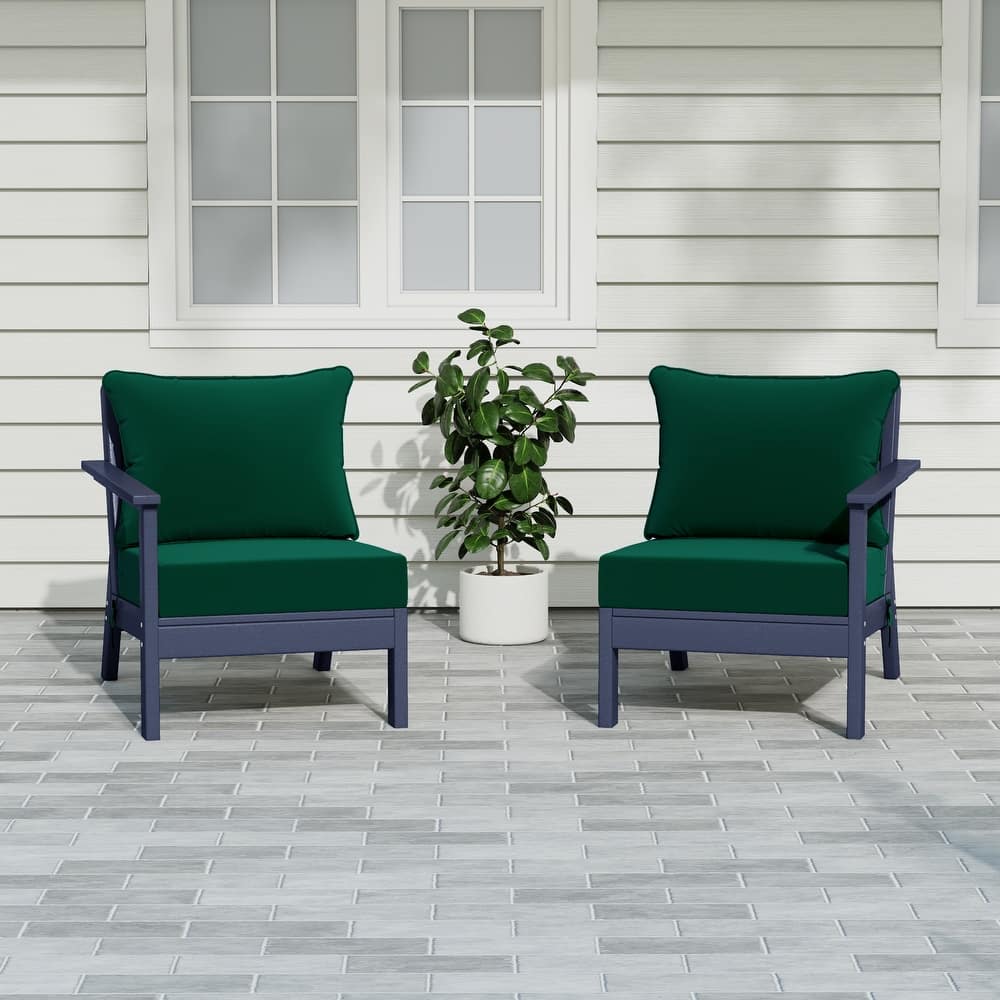 Birchwood All Weather HDPE Outdoor Patio Deep Seating Navy Blue Loveseat (2-Piece)