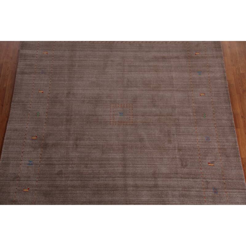 Hand Knotted Oriental 100% Wool Carpet Tribal Animal Pictorial Brown Gabbeh Area Rug - 9' 9'' X 8' 0''