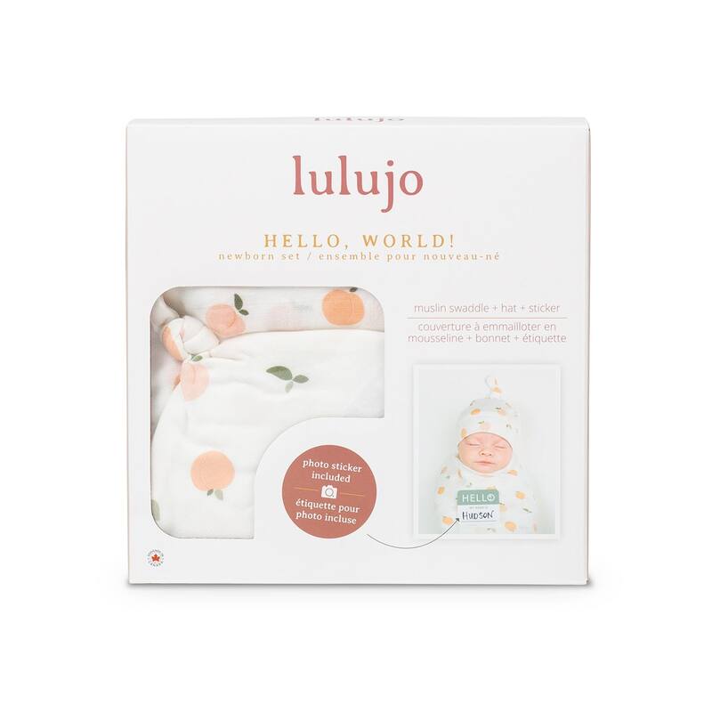 lulujo Hello World Hat & Swaddle Set