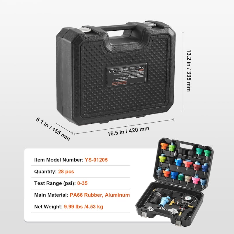 Universal Radiator Pressure Tester Kit, Coolant Pressure Tester Kit with Manual Pump and Color-coded Test Caps