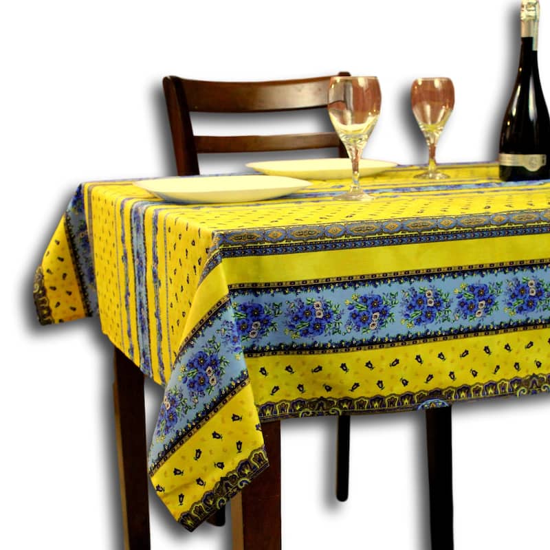 Wipeable Spill Resistant Provencal Cotton Cannes Collection Tablecloth