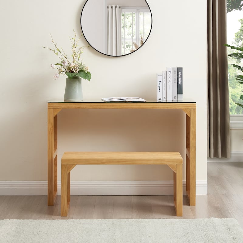 Dining Bench and Table,Tempered glass Included