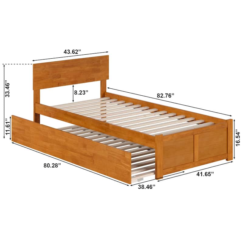 AFI Orlando Platform Bed with Footboard & Twin XL Trundle
