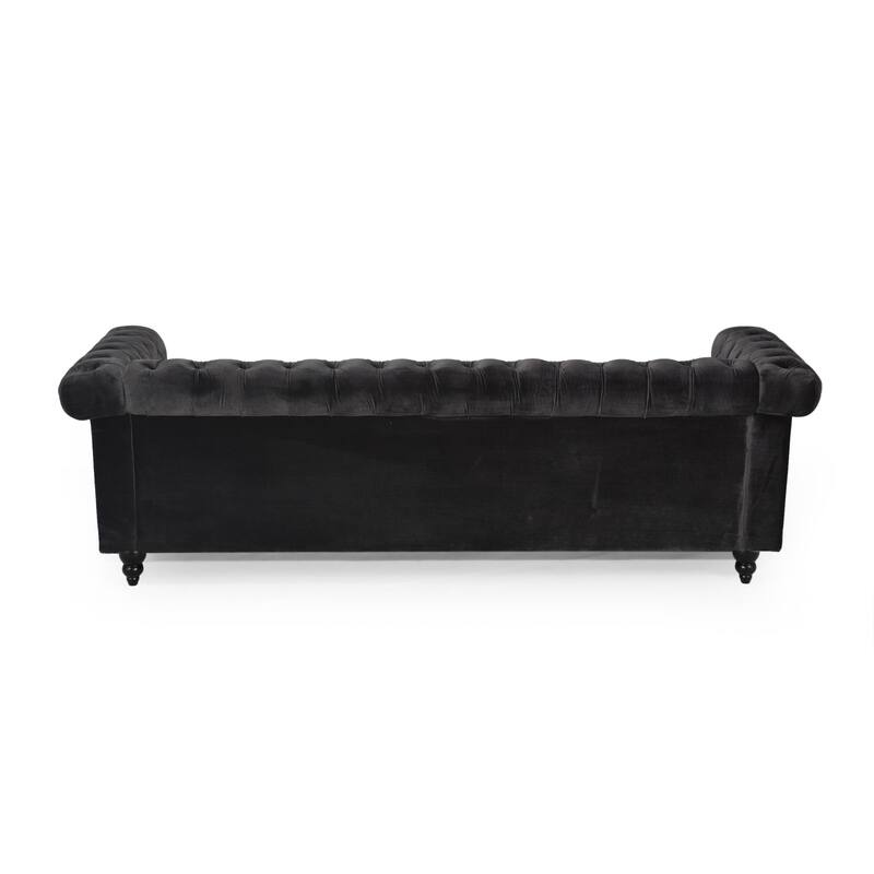 Chesterfield 3-Seater Velvet Sofa with Tufted Back and Nailhead Trim for Living Room