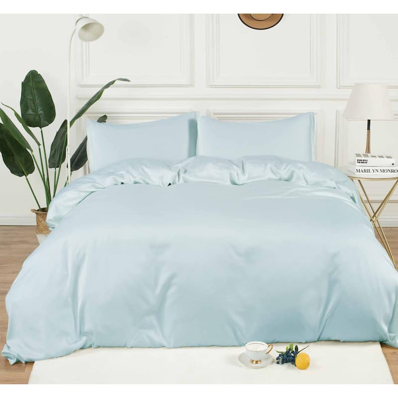 Fabstyles Metro Bamboo Rayon Duvet Cover Set - Blue - Queen