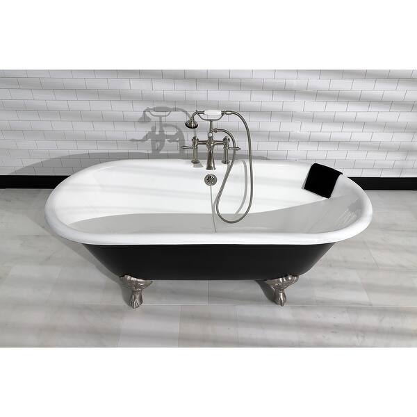 Kingston Brass Aqua Eden 66Inch Cast Iron Double Ended Clawfoot Tub with 7Inch Faucet