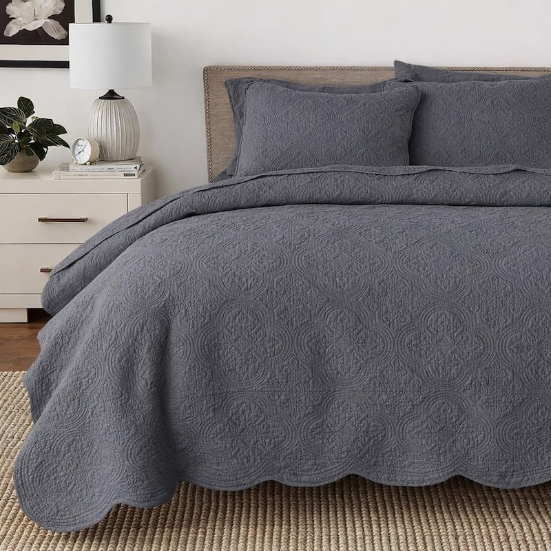 Copper Grove Sagano Blantyre Scalloped Edge Cotton 3-piece Quilt Bedding Set