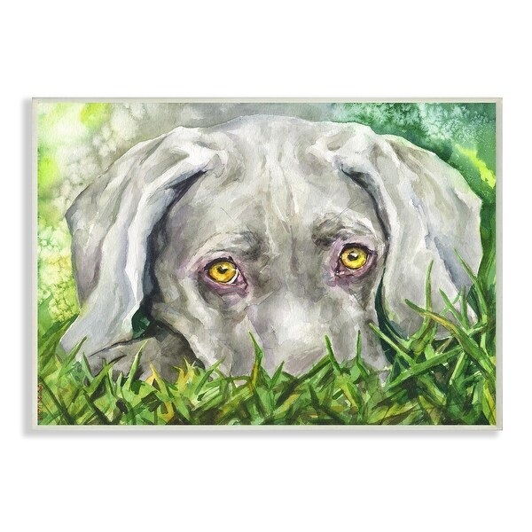 Stupell Weimaraner Puppy Dog Resting In Green Grass Wood Wall Art