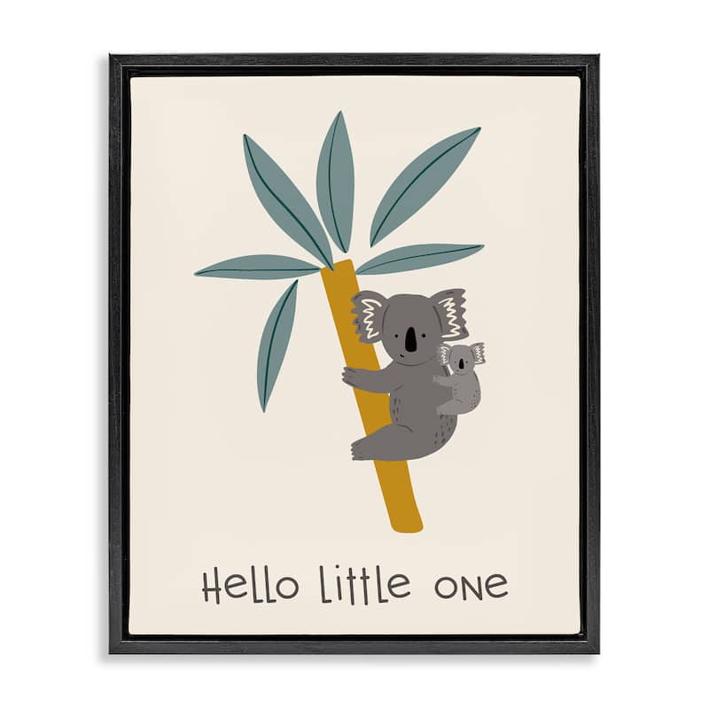 Stupell Hello Little One Koalas Framed Floater Canvas Wall Art Design By Sazerelli Designs - 17 x 21 - Black