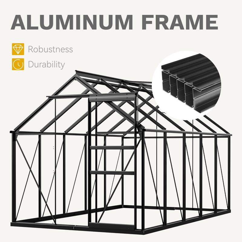 Moasis 6'W X 4/6/8/10/12/16'D Dual-wall PC Walk-in Hobby Greenhouse with Aluminum Frame