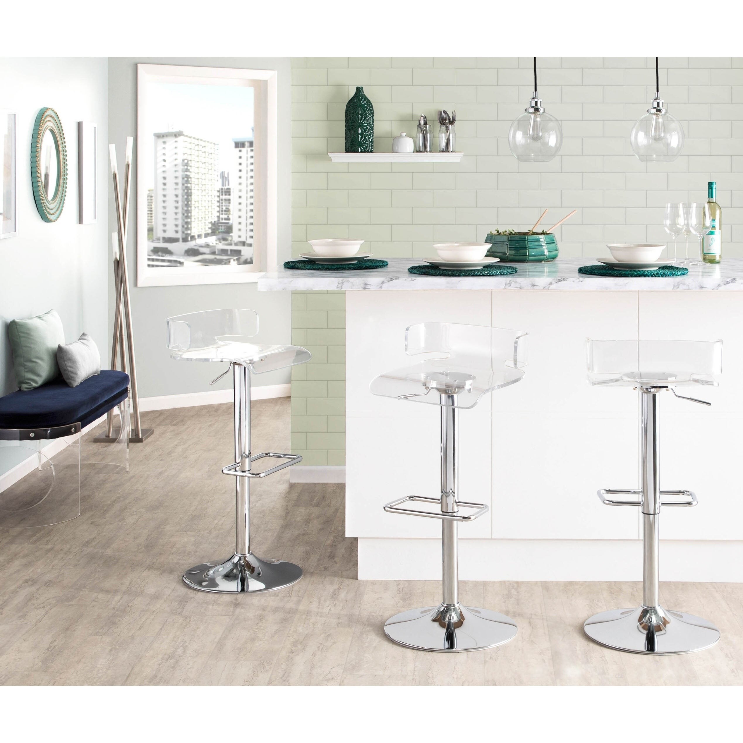 Porch Den Spokane Clear Acrylic Adjustable Bar Stool Bed Bath