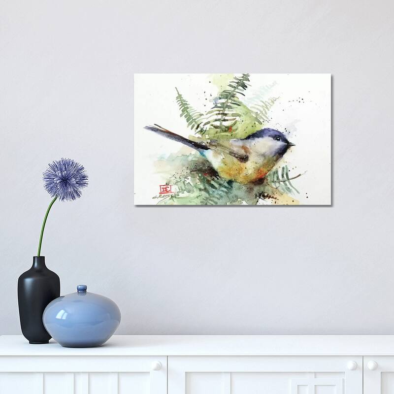 iCanvas "Chickadee & Ferns" by Dean Crouser Canvas Print - 12x18x1.5