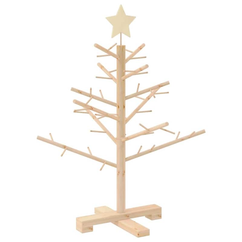 vidaXL Wooden Christmas Tree with Stand Natural/Brown Solid pine wood