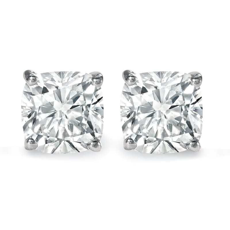 Auriya Lab Grown Cushion 4-Prong Diamond Stud Earrings 2.00 to 10.00 ct. tw. Push-Back (D-E VVS)