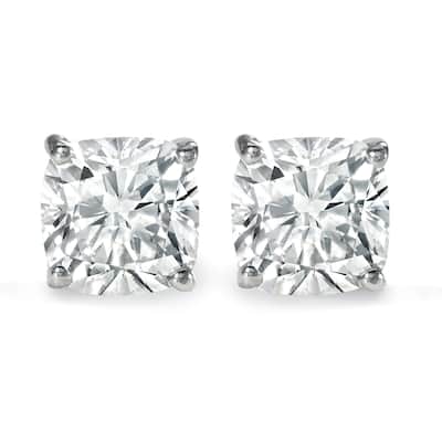 Auriya Natural Cushion 4-Prong Diamond Stud Earrings 1.00 to 3.00 ct. tw. Push-Back (F-G VS)
