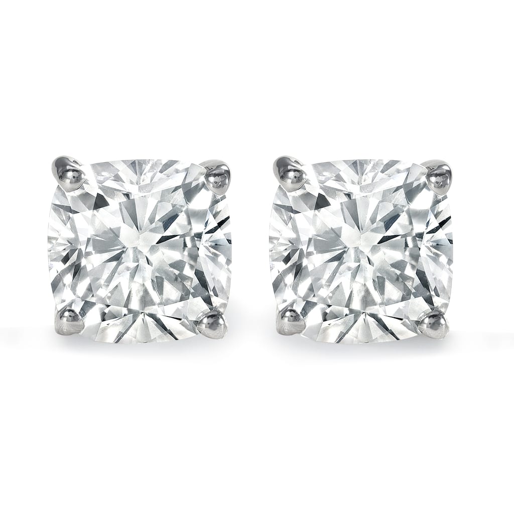 Auriya Natural Cushion 4-Prong Diamond Stud Earrings 1.00 to 3.00 ct. tw. Push-Back (H-I SI)