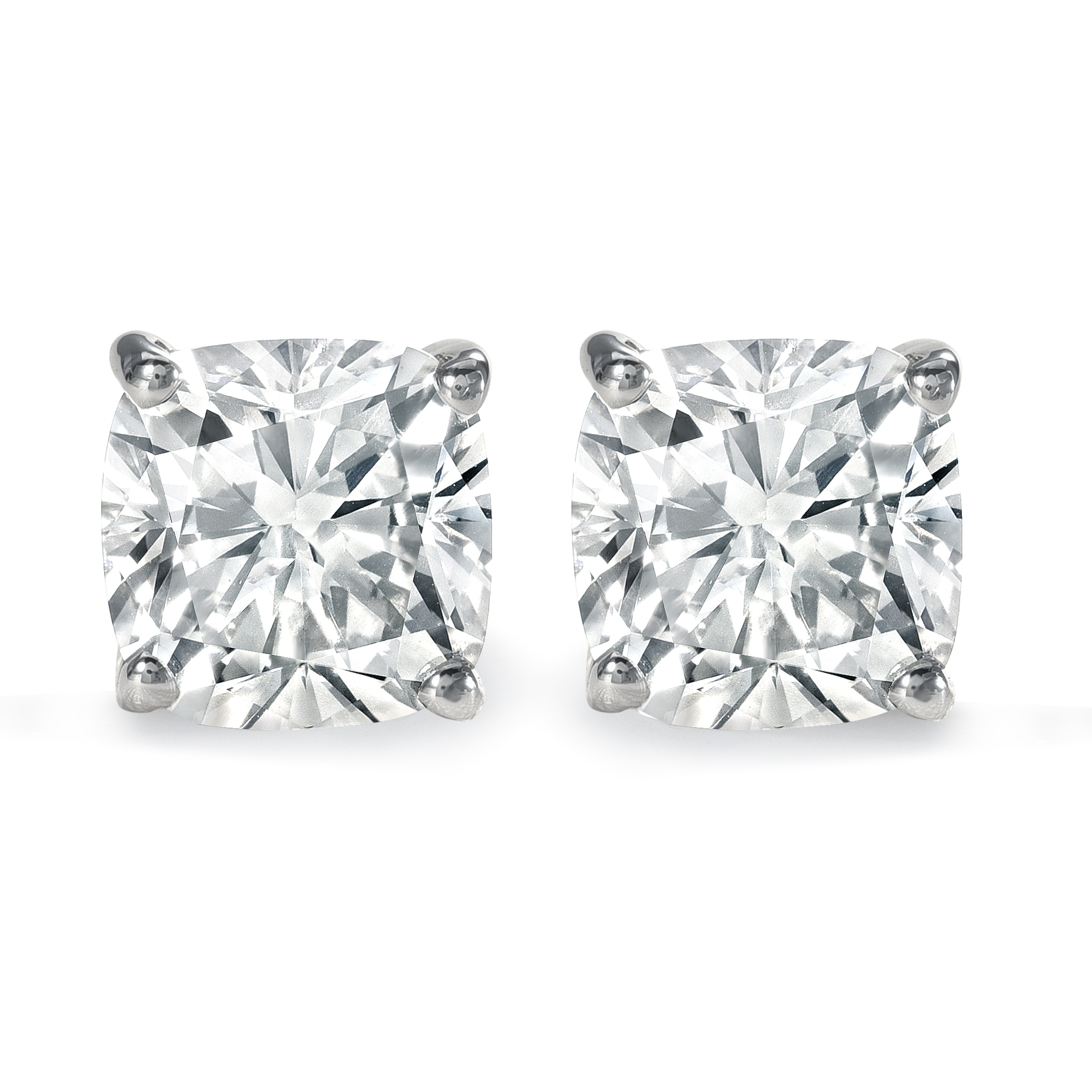 Auriya Natural Cushion 4-Prong Diamond Stud Earrings 1.00 to 3.00 ct. tw. Push-Back (H-I SI)