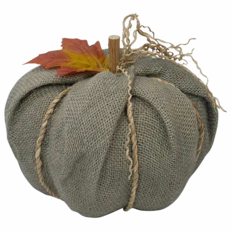 Burlap Autumn Harvest Pumpkin - 6.75" - Green