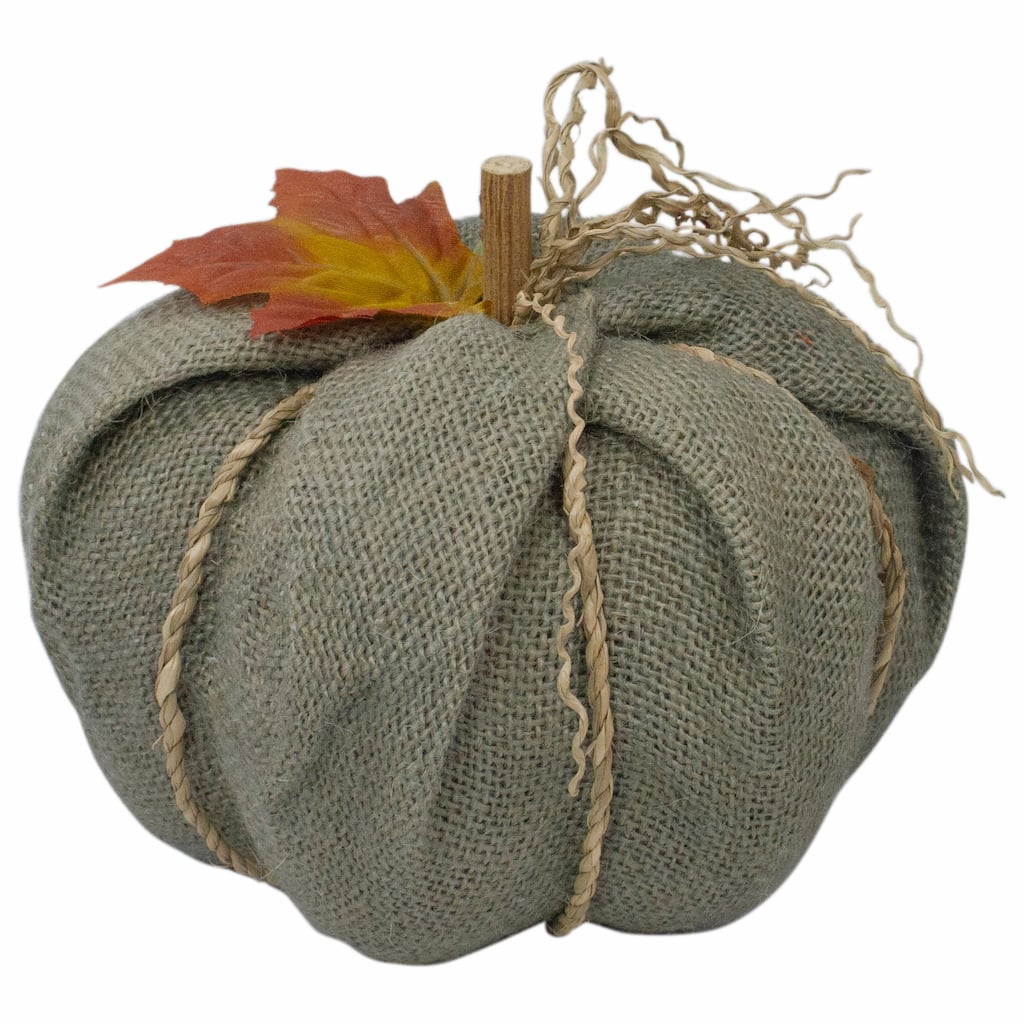 Burlap Autumn Harvest Pumpkin - 6.75" - Green