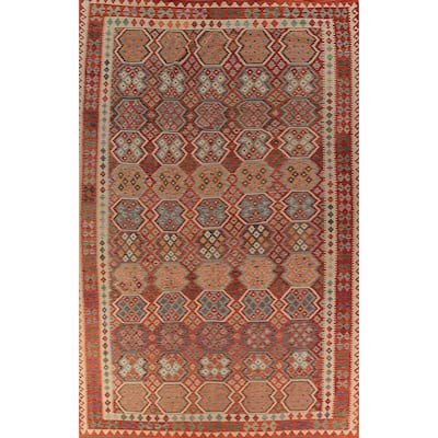 Palace Size Orange Kilim Oriental Rug Hand-Woven Wool Carpet - 10'4"x 16'1"