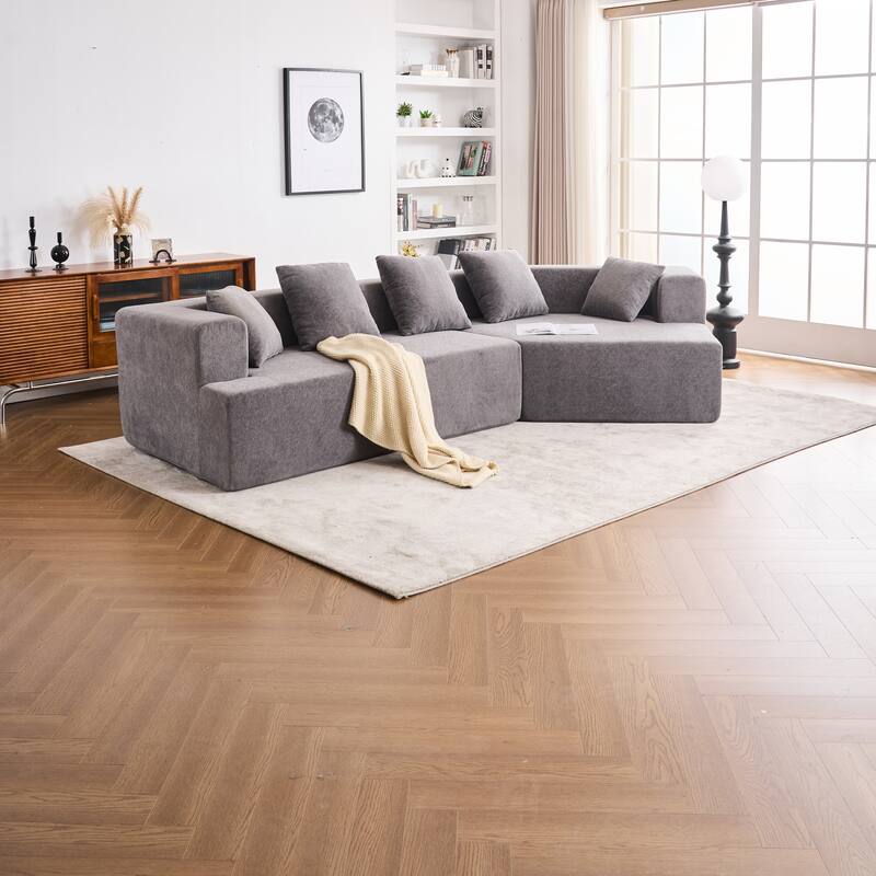 Special Shape Sleeper Sofa Chenille Floor Couch Deep Seat Recliner