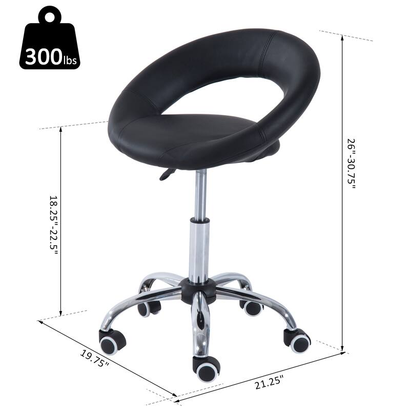 Carbon Loft Einthoven Black Hydraulic Adjustable Rolling Massage Open Back Chair - 19.67*21.16*30.71