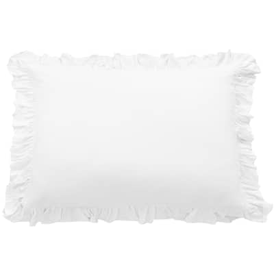 HiEnd Accents Lily Washed Linen Ruffled Dutch Euro Pillow, 27"x39"