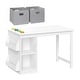 preview thumbnail 2 of 7, RiverRidge Kids Playroom Art Activity Table with 2 Cubbies and 2 Bookracks - White with 2 Gray Fabric Bins