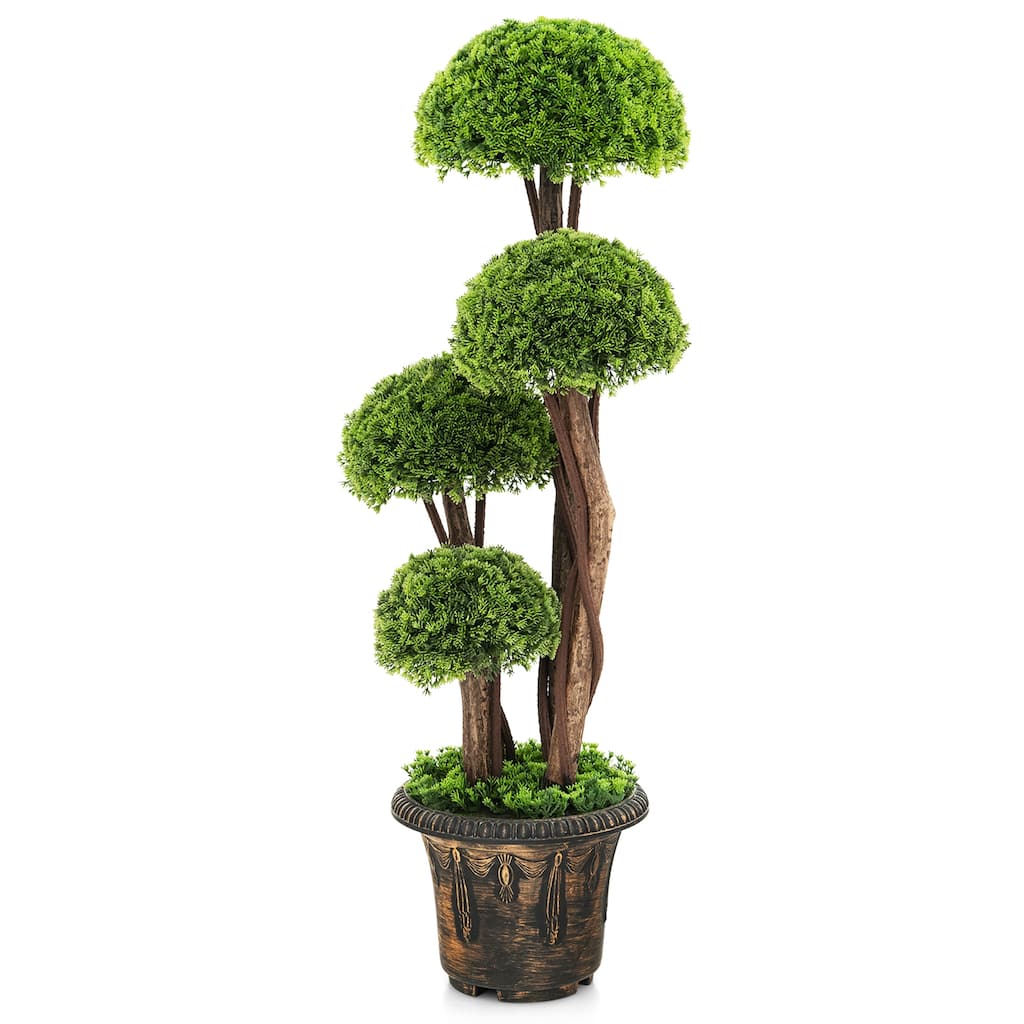 Gymax 3FT Artificial Tree Fake Cedar Tree Faux Cypress Topiary Tree