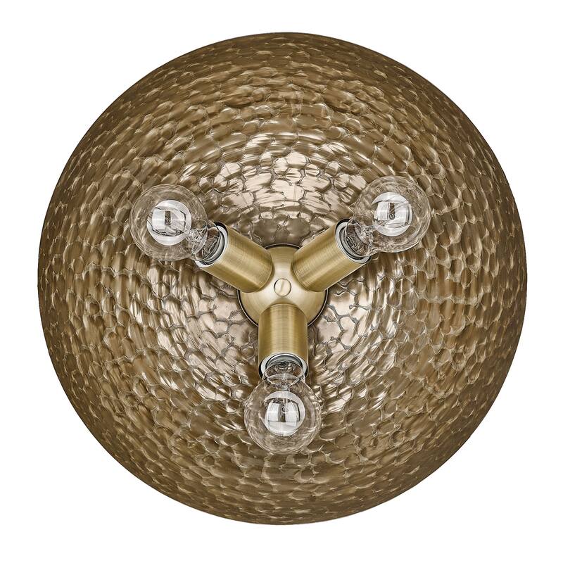 Golden Lighting Shepard 3-light Flush Mount in Modern Brass and Modern Brass shade