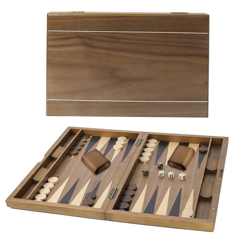 GSE™ 21" Premium Wooden Inlay Backgammon Board Game Set, Portable Folding Backgammon Board Game with Game Pieces - 21-Inch