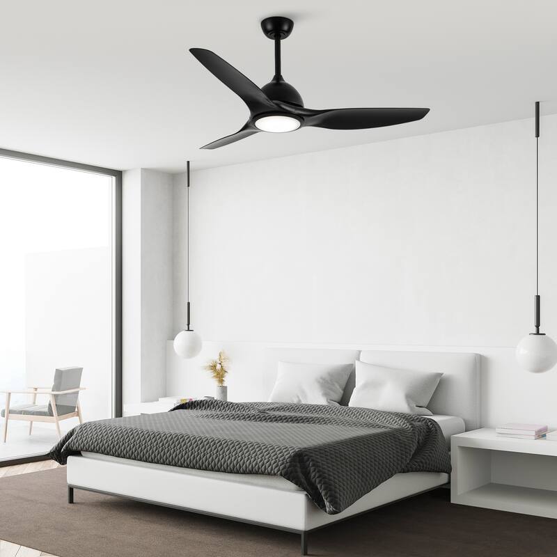 Vaczon 52" Modern Black ABS 3-blade Propeller Ceiling Fan with Light and Remote