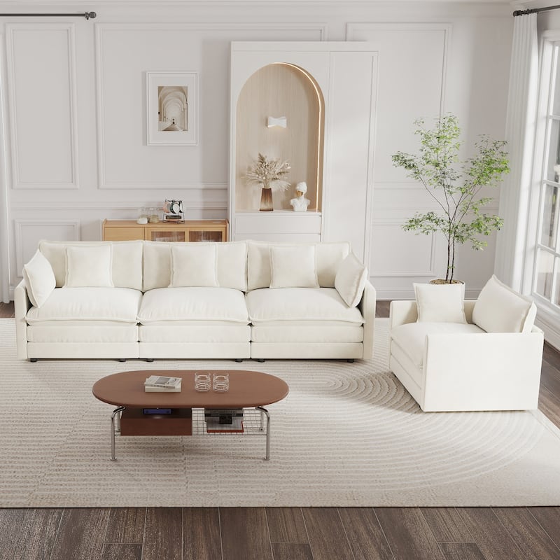 Cloud Chenille Upholstered Modular Sectional Sofa with DIY Combination Design