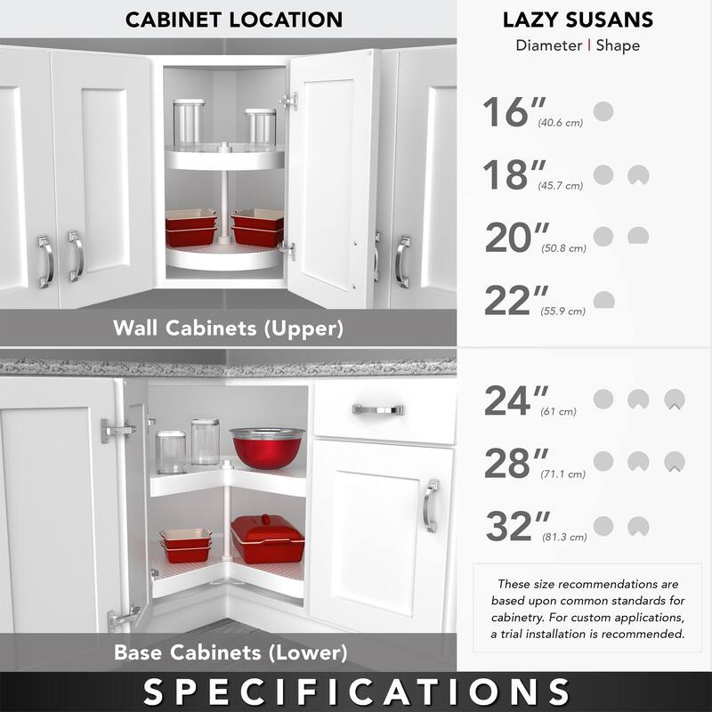 Rev-A-Shelf 20'' Lazy Susan Full-Circle Polymer 2-Shelf, White, 3072-20-11-52