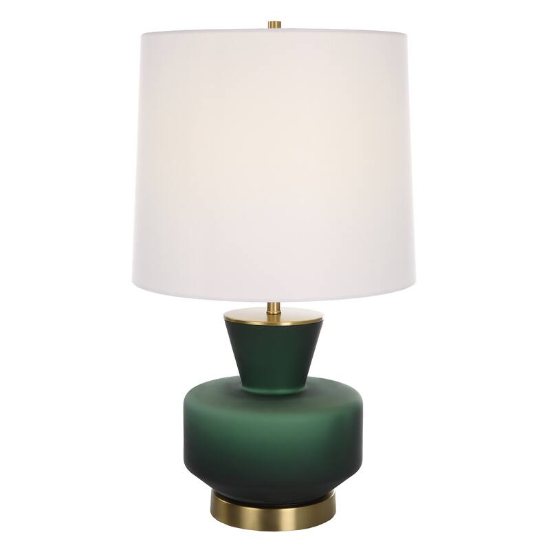 Uttermost Trentino Dark Emerald Green Table Lamp - 28H, Shade 14H x 16 Dia in.