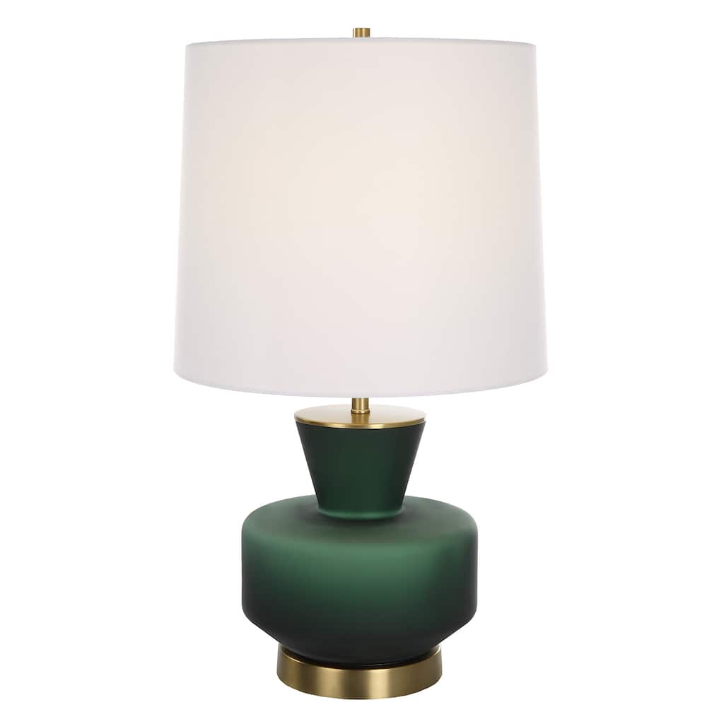 Uttermost Trentino Dark Emerald Green Table Lamp - 28H, Shade 14H x 16 Dia in.