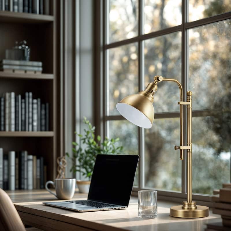 CO-Z 28" Rustic Adjustable Desk Lamp in Aged Bronze Finish - Brushed Brass