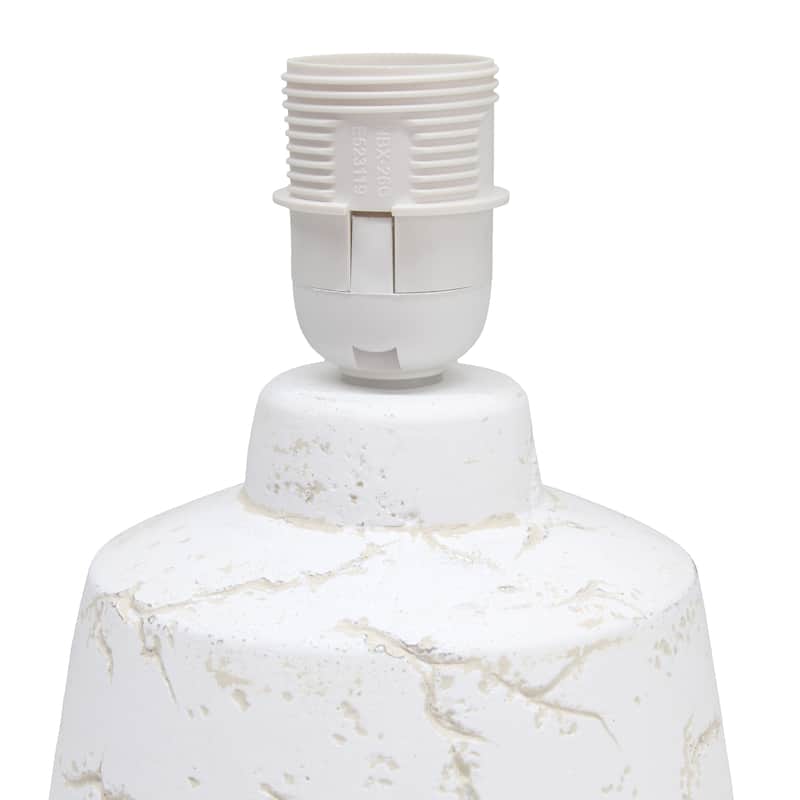 Modern Ceramic Table Lamp with Fabric Drum Shade Compact Marble Inspired Design - 7.09” x 7.09” x 13.30”