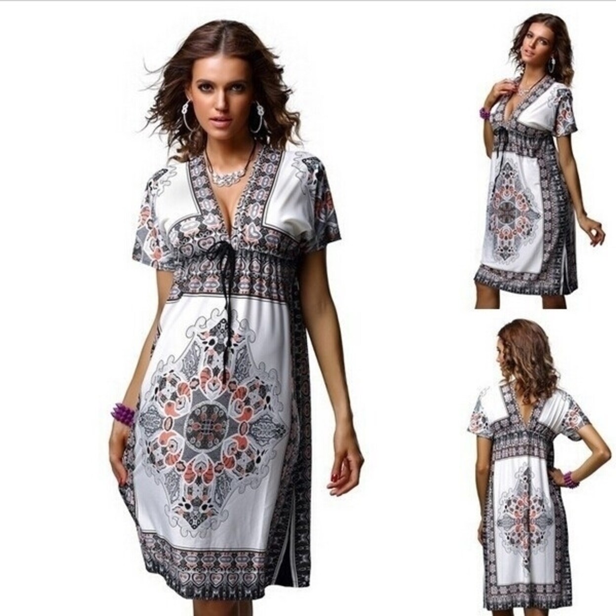 Shop Vintage 1970s Summer Dress V Collar Sexy Milk Silk Dress Code