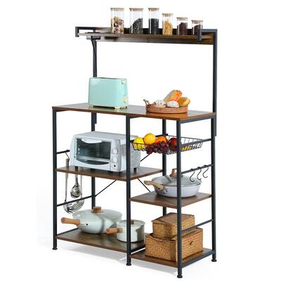 6-Tier Kitchen Storage Rack with Power Outlet and Storage Basket