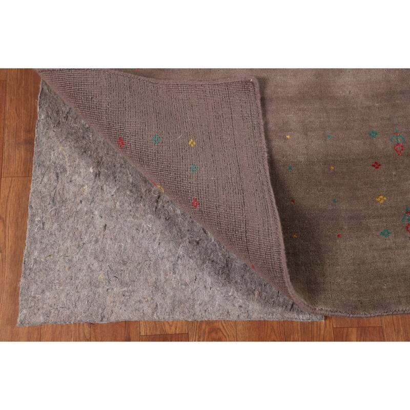 Light Brown Tribal Gabbeh Indian Area Rug Handmade Wool Carpet - 5'3"x 7'9"