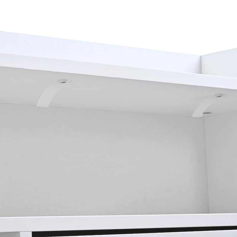 Modern White Two-tier Shoe Cabinet with 4 Flip Drawers - 9.4"W x 47.24"H x 50.7"D