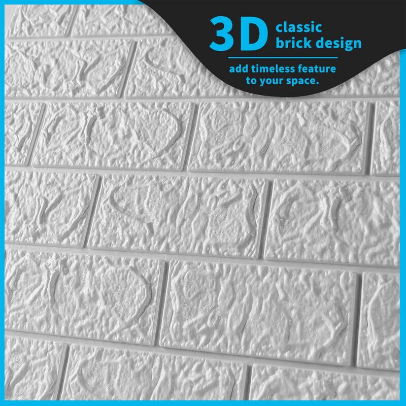 Art3d 30Pcs 3D Brick Wallpaper,Faux Foam Brick Peel and Stick for Bedroom, Living Room,43.5Sq.Ft