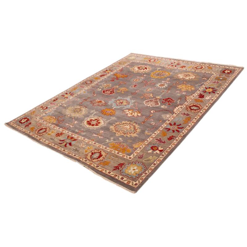 ECARPETGALLERY Hand-knotted Modern Oushak Grey Wool Rug - 9'2 x 11'11
